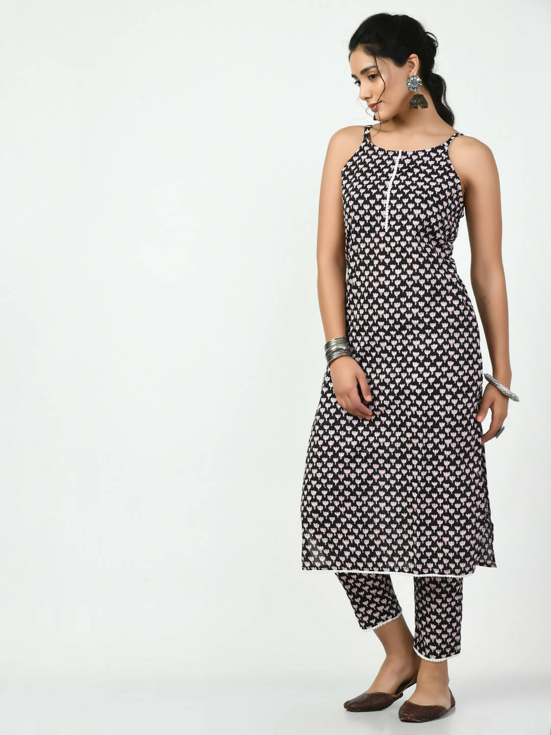 Myshka Women's Black Straight Printed Kurta | Grocsy