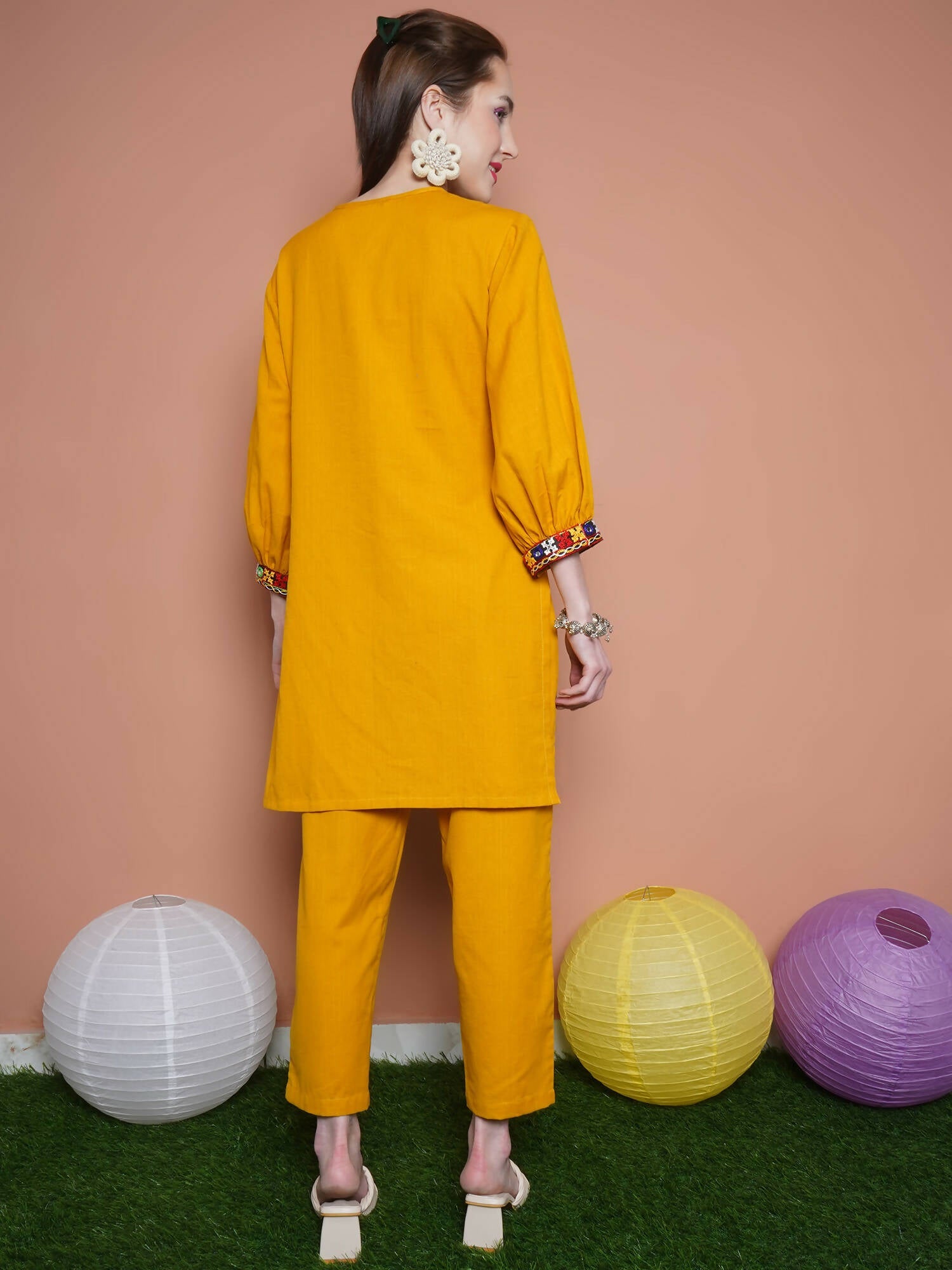 Women Republic Mustard Cotton Kurta Set | Grocsy