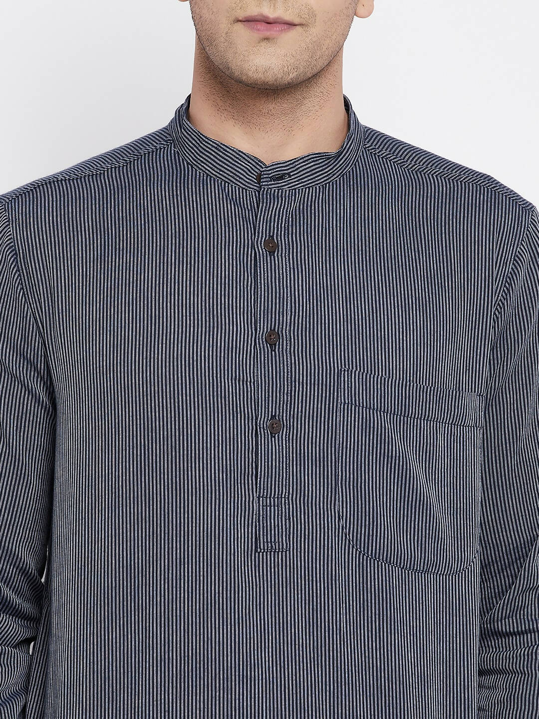 Even Apparels Grey Color Pure Cotton Men's Kurta With Band Collar | Grocsy