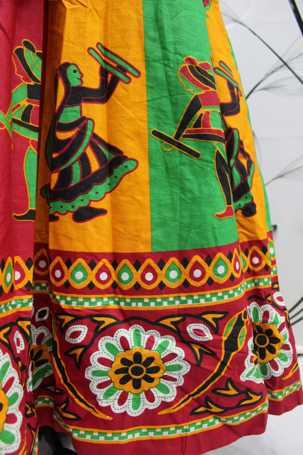 Multi Color Pure Cotton Hand Block Print Navratri Lehenga Choli with Dupatta - Raas | Grocsy