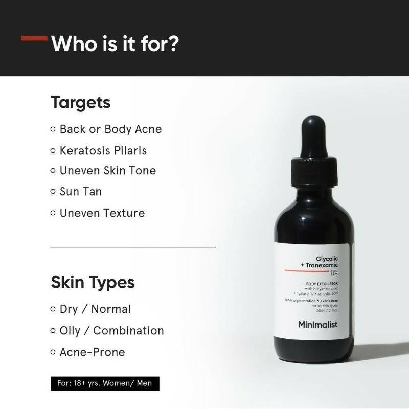 Minimalist Glycolic +Tranexamic 11% Body Exfoliator | Grocsy