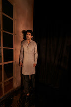 Mouve Viscose Wevon Designer Men's Kurta Set - Mahotsav | Grocsy