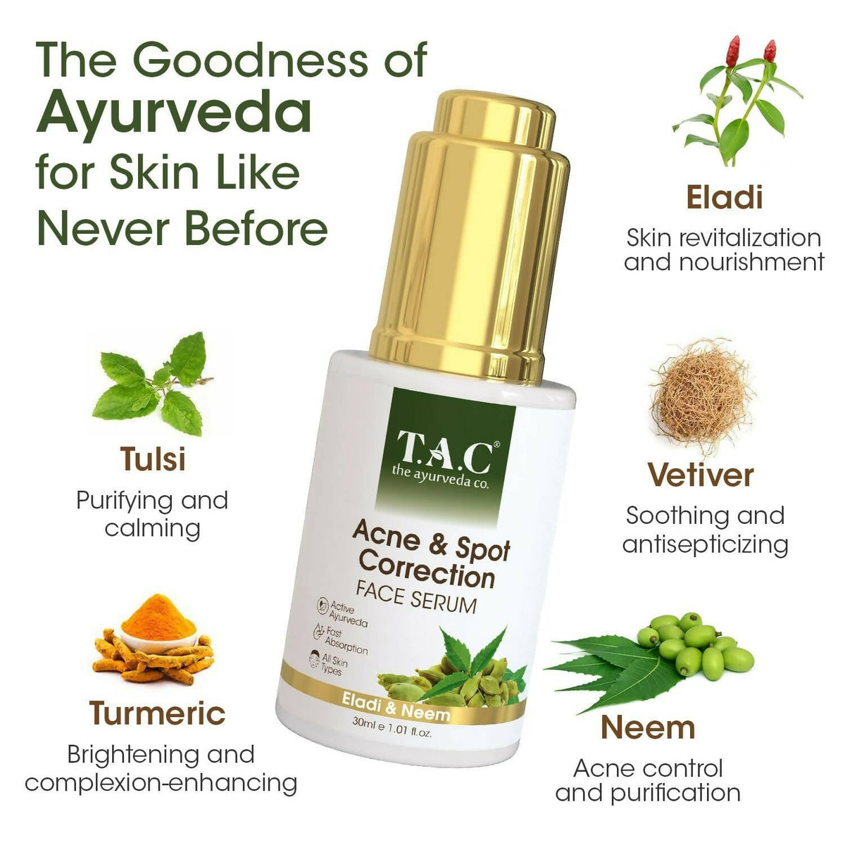 TAC - The Ayurveda Co. With Eladi And Neem Face Serum | Grocsy