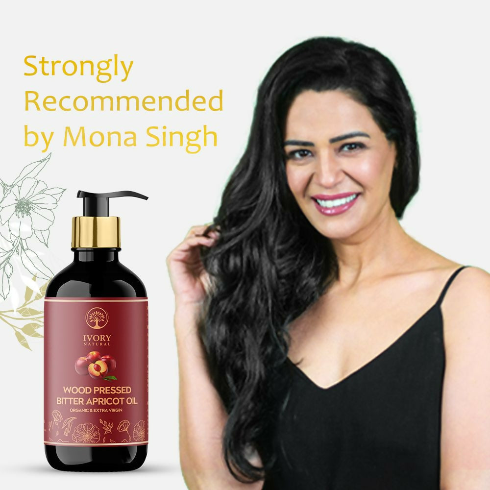 Ivory Natural Wood Pressed Bitter Apricot Oil Organic & Extra Virgin For Deep Moisturization, Gentle Hydration, And Youthful Glow | Grocsy