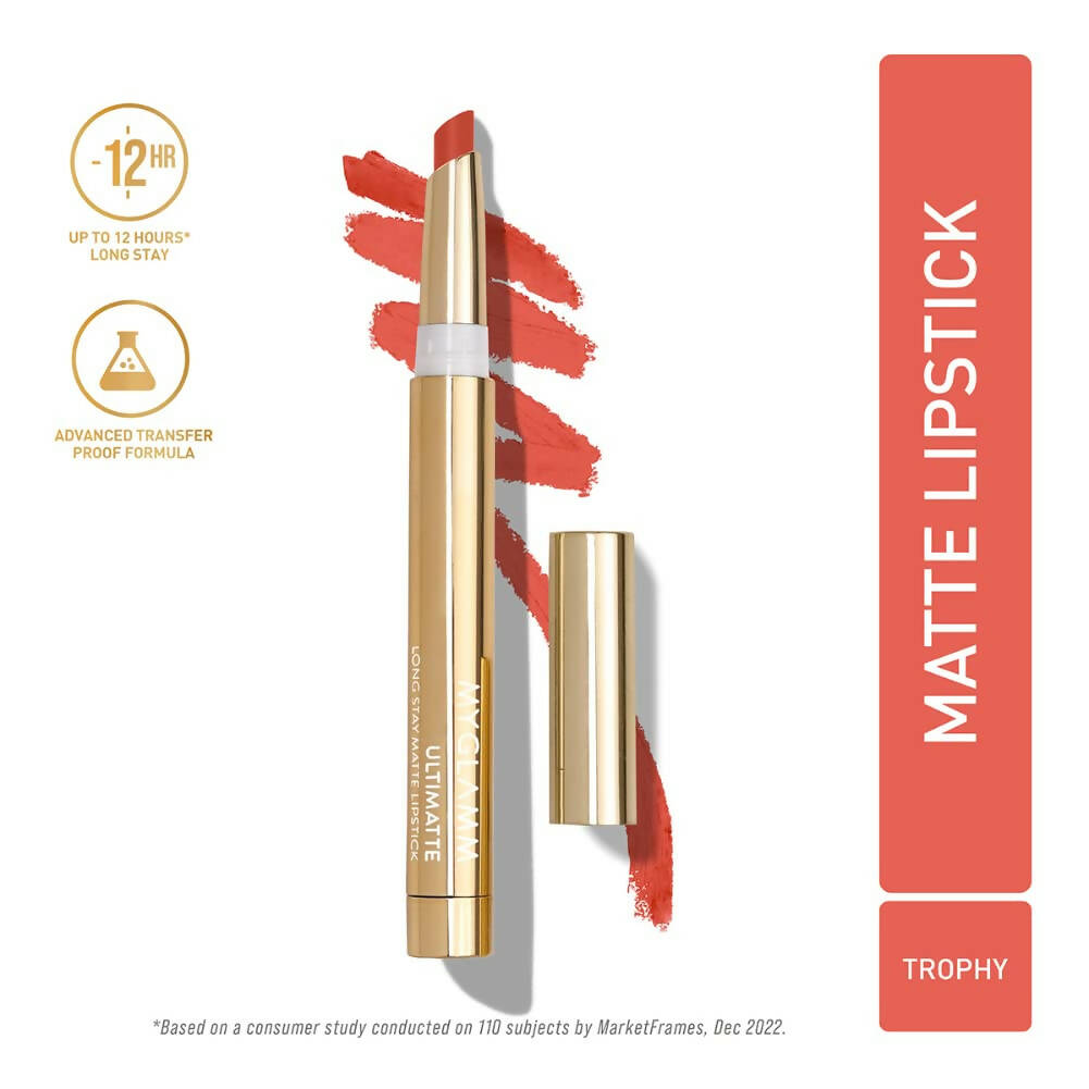 Myglamm Ultimatte Long Stay Matte Lipstick - Trophy (Pink) | Grocsy