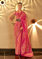 Trendy Weaving Silk Hot Pink Designer Saree - Emponline | Grocsy
