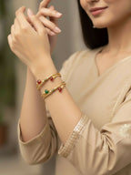 NVR Women Set of 2 Gold Plated Artificial Beads Bangle | Grocsy