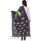 A R Silk Silk Peacock Multi Fancy Dupatta Color Navy Dupatta or Chunni | Grocsy