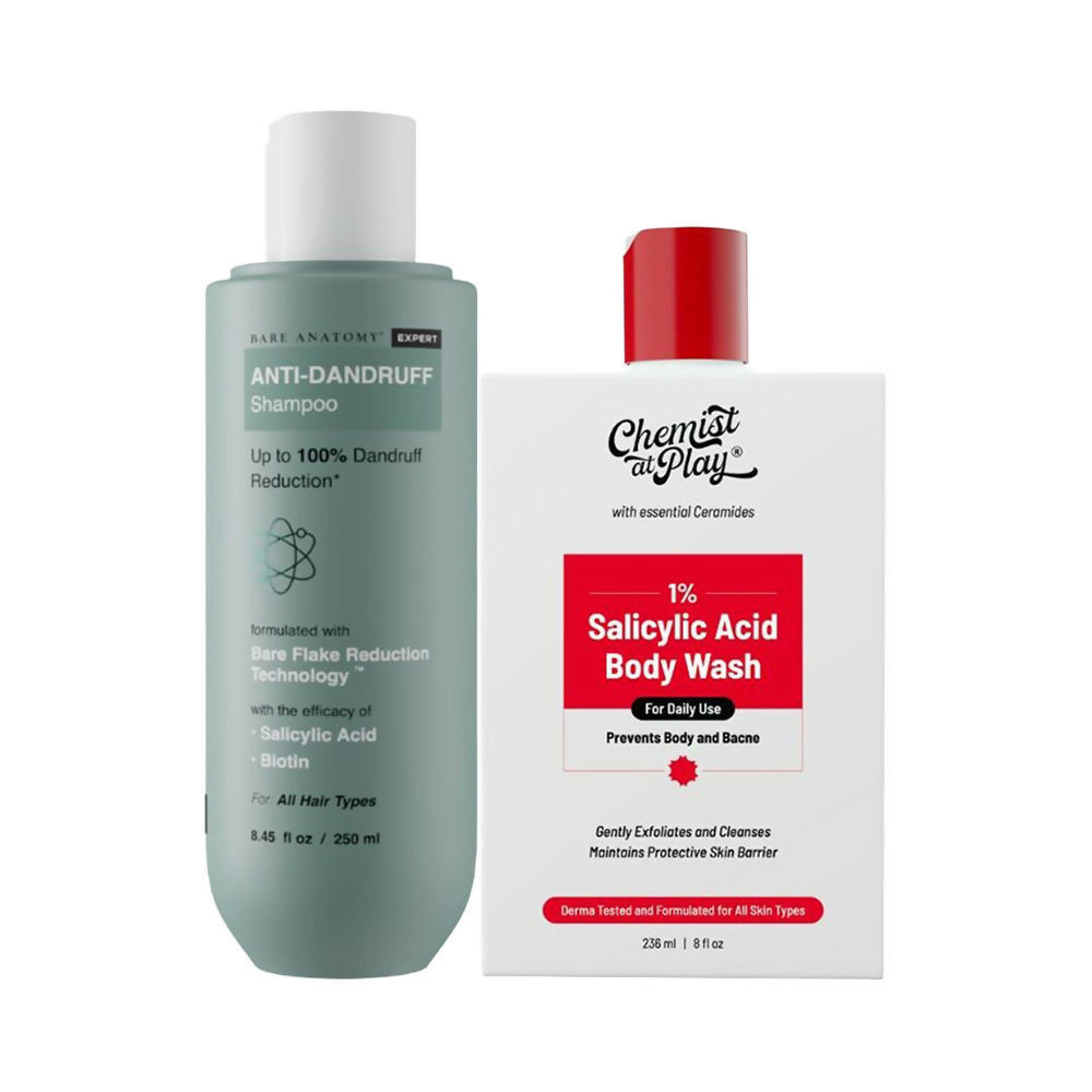 Chemist At Play Acne Control Body Wash & Bare Anatomy Dandruff Shampoo | Grocsy