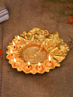 Craftvatika Gold-Toned Metal Lord Ganesha Design Kuber Diya | Grocsy