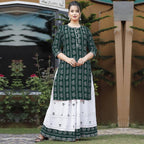 Vamika Green Rayon Gota Patti work Kurti With Skirt Suit | Grocsy