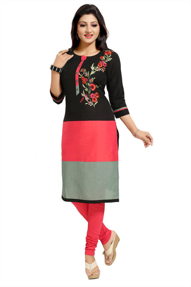 Snehal Creations Pristine Black Designer Threadwork Tunic | Grocsy