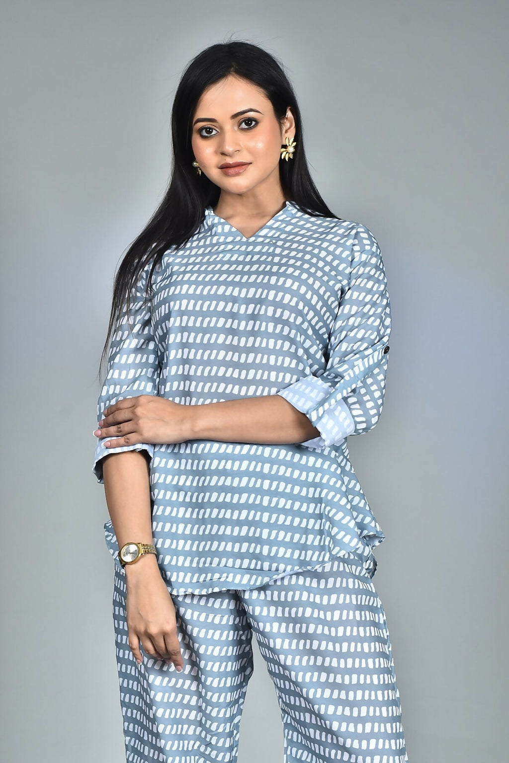 Morchari Digital Print Semi Muslin Co-Ord Set Top & Trouser-Multicolor | Grocsy