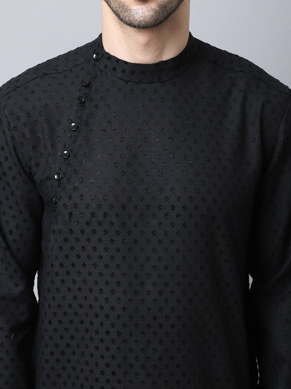 Even Apparels Black Pure Cotton Men's Kurta With Side Placket (MMS446) | Grocsy