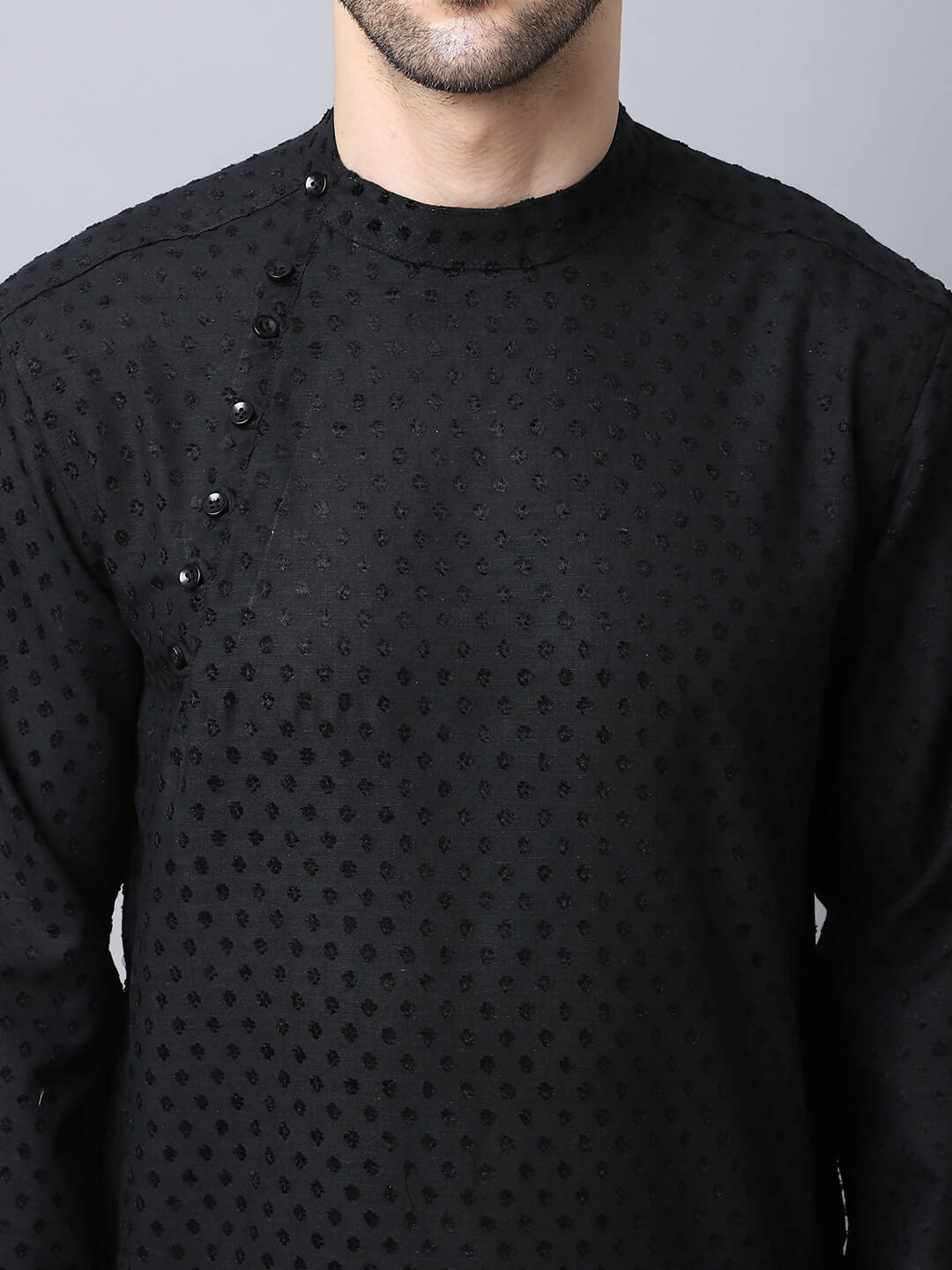 Even Apparels Black Pure Cotton Men's Kurta With Side Placket (MMS446) | Grocsy