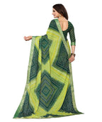 Vamika Green Georgette Printed With Lace Saree (VERA GREEN) | Grocsy