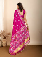Pink Soft Silk Woven Meenakari Designer Saree - Vedanti | Grocsy