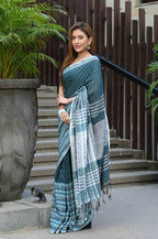Beatitude Blue Cotton Tanchori Handloom Saree | Grocsy
