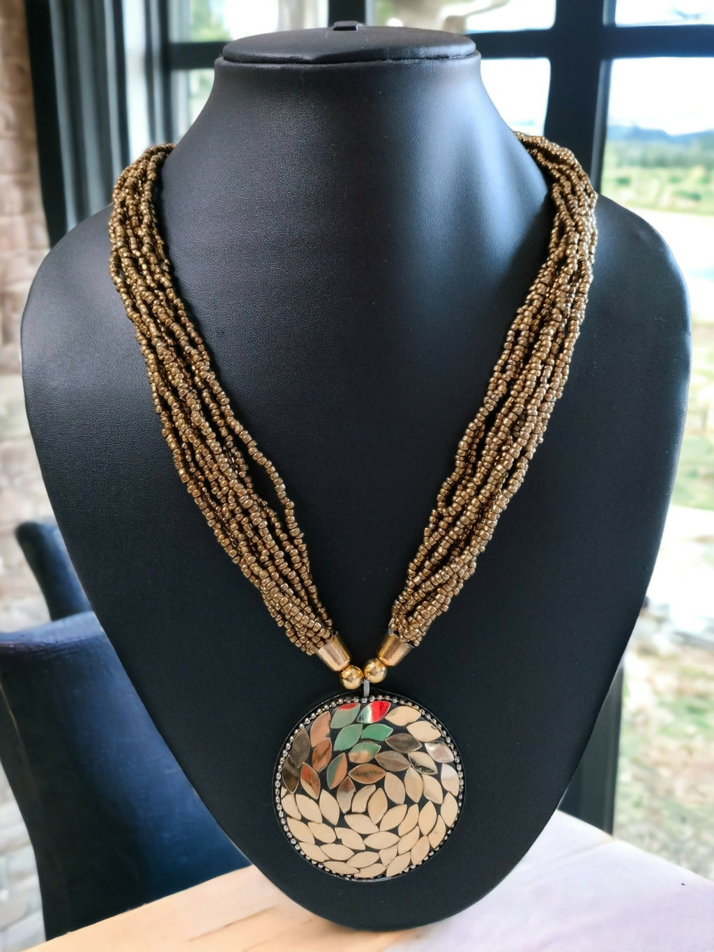 Inhanns Everyday Statement Beaded Pendant Necklace - Golden | Grocsy