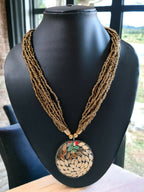 Inhanns Everyday Statement Beaded Pendant Necklace - Golden | Grocsy
