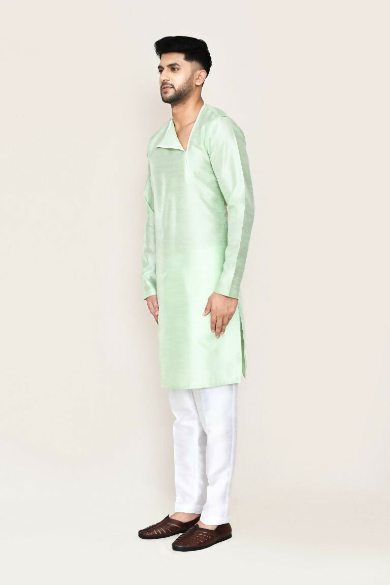 Joban Fashion Green Colored Art Silk Fabric Kurta With Straight Fit Pant | Grocsy