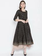 Cheera Embellished Daily Wear Cotton Blend Kurta - Black | Grocsy