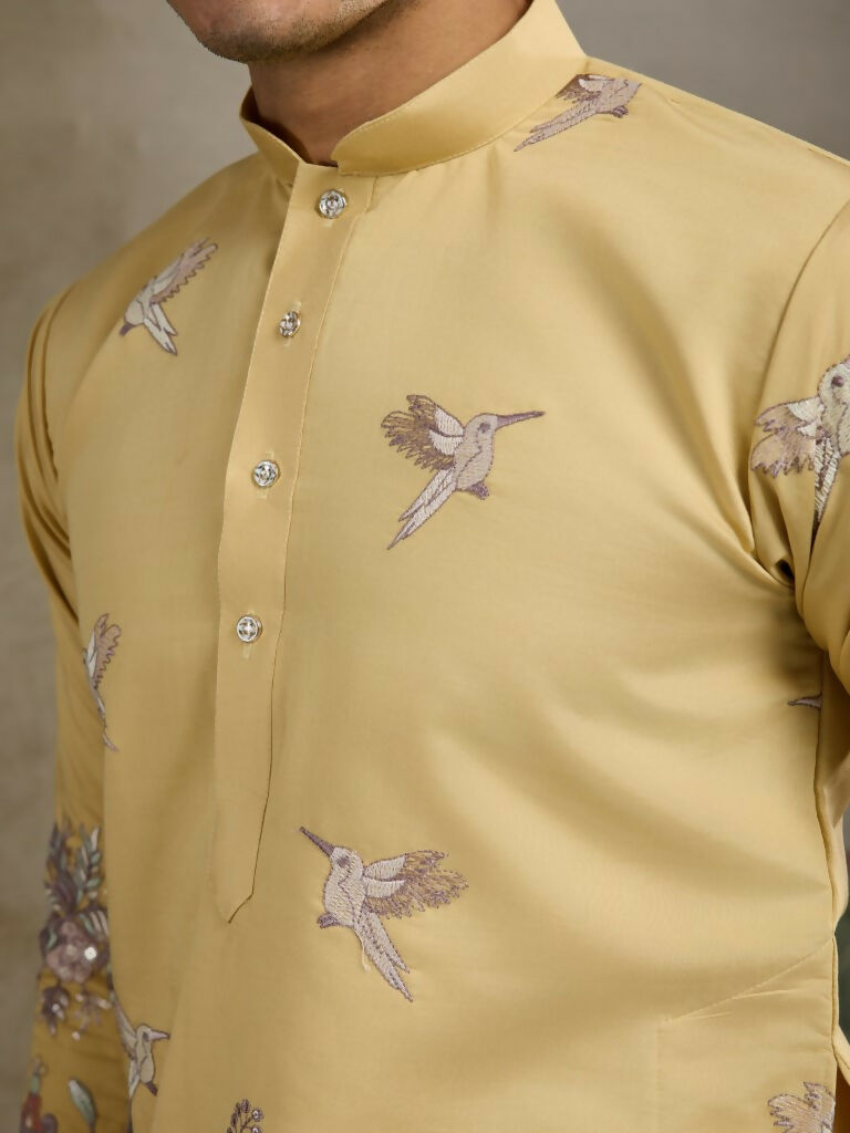 Vastranavya Yellow Exclusive Festival Wear Viscose Silk Thread & Sequence Embroidered Work Kurta | Grocsy