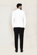 Joban Fashion White Colored Cotton Linen With Neck Embroidery Work Fabric Prince Coat, Pocket Square With Pant | Grocsy