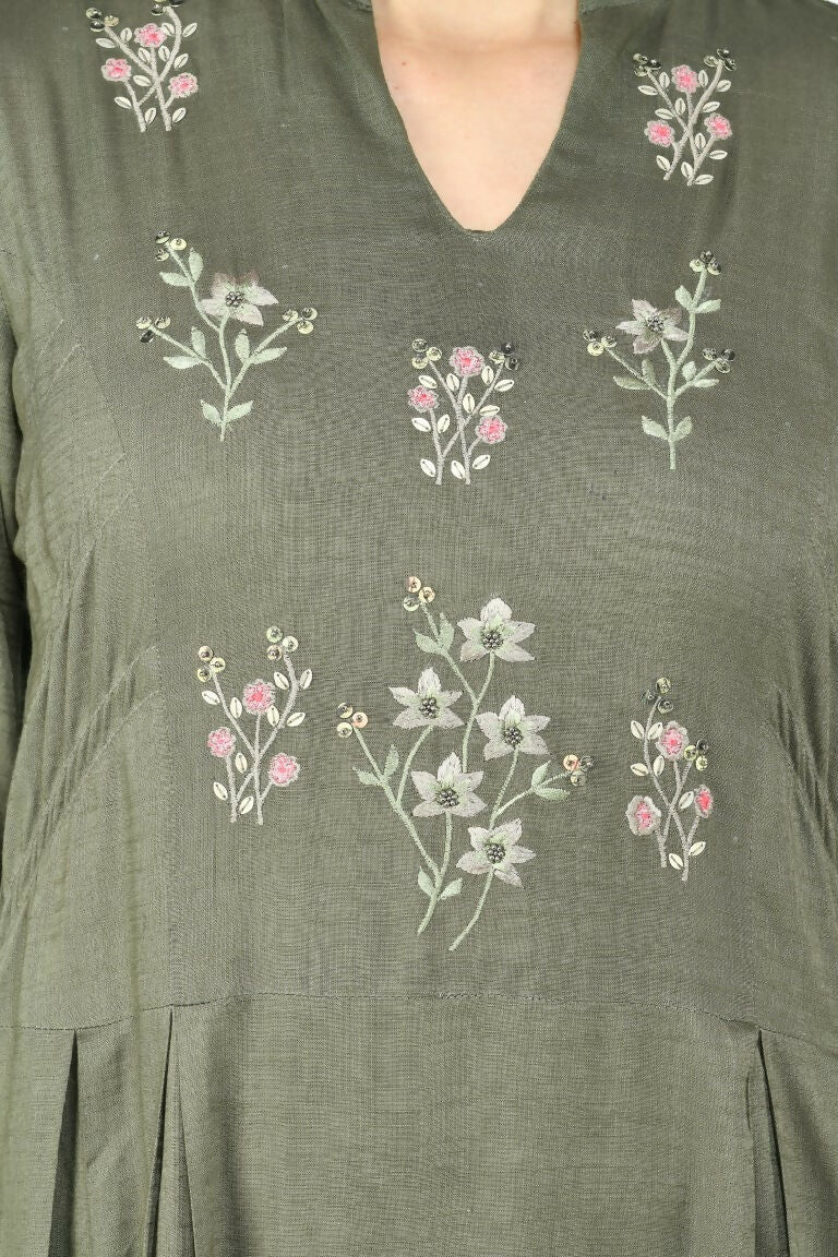 Joban Fashion Olive Cotton Rayon Tunic | Grocsy
