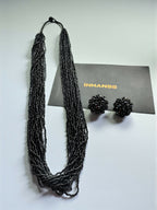 Inhanns Rangsaaz 20-Layer Luxe Long Beaded Necklace (With Optional Statement Earrings) - Black With Earring Long 20 Layer | Grocsy
