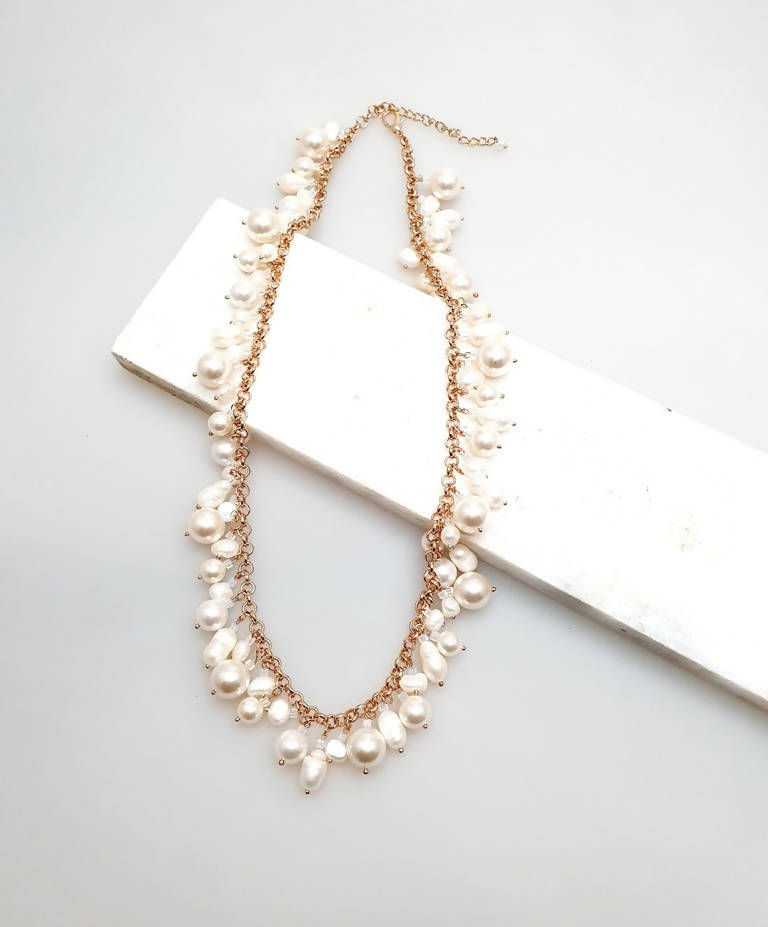 Bling Accessories Baroque & Swarovski Glass Pearls Long Charm Necklace | Grocsy