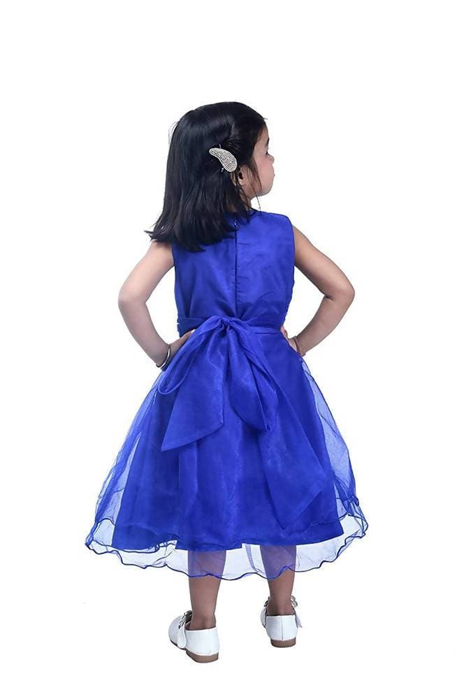Asmaani Baby Girl's Blue Color Satin Knee Length Frock (AS-DRESS-22143) | Grocsy