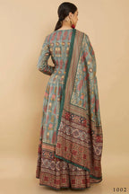 Women's Partywear Designer Green Soft Dola Silk Anarkali suit with Dupatta - Kalishta | Grocsy
