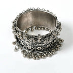Mominos Fashion Joharkamal Oxidised Silver-Plated Ghungroo Handcraft Bracelet - Design 021 | Grocsy