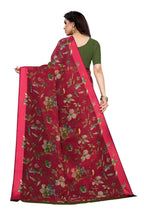 Vamika Red Linen Satin Patta Saree (MANSI RED) | Grocsy