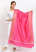 Mominos Fashion Moeza Women's Banarsi Silk Woven Design Pink Dupatta | Grocsy