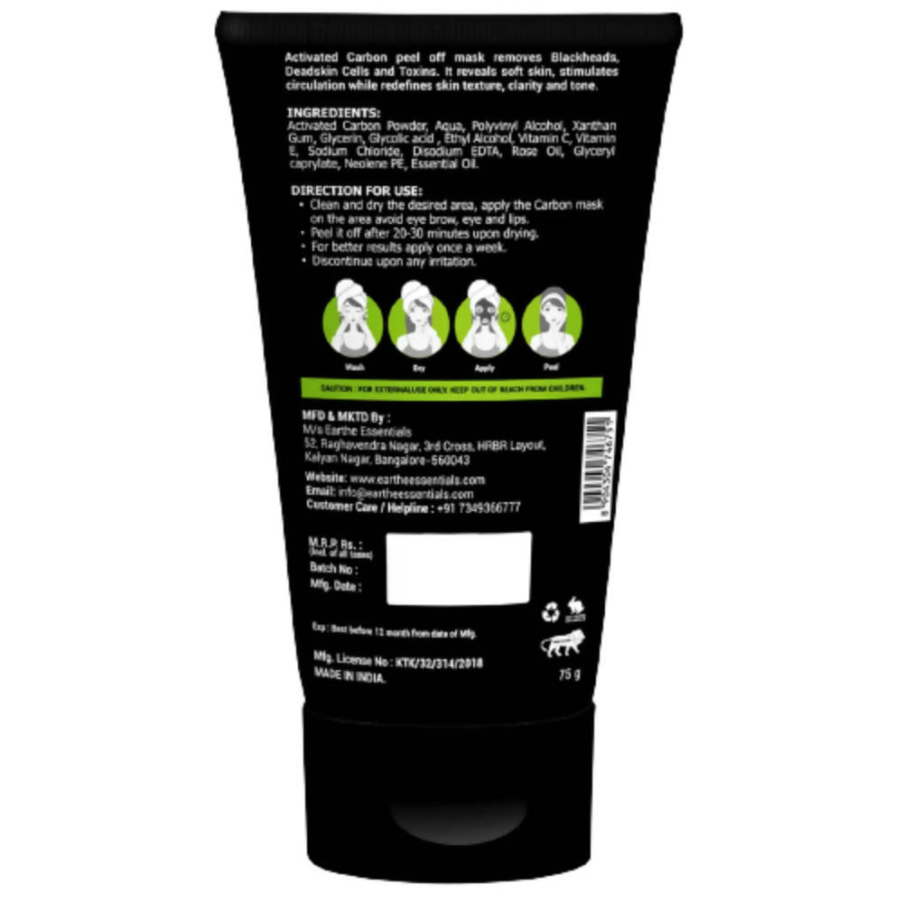 Earthe Essentials Activated Carbon Purifying Peel Off Mask | Grocsy