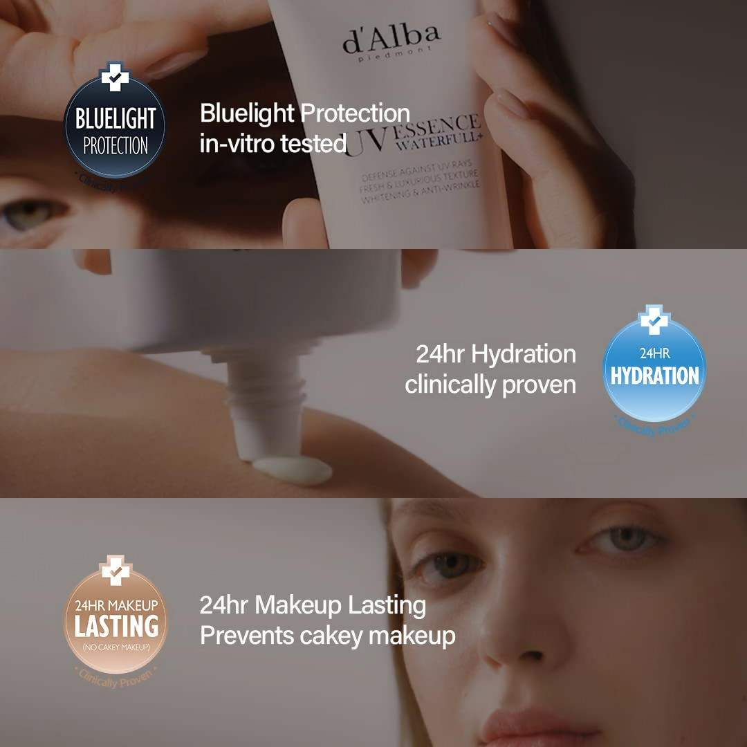 d'Alba Piedmont Italian White Truffle Waterfull Essence Sunscreen Vegan Skincare Lightweight Sunscreen With Spf 50+ Pa++++ | Grocsy