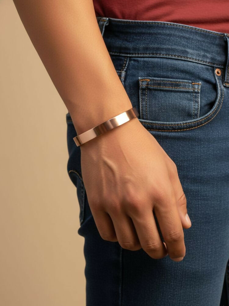 NVR Men's Rose Gold Kada Bracelet | Grocsy