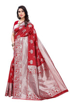 Vamika Banarasi Jacquard Weaving Red Saree (AMEE RED) | Grocsy