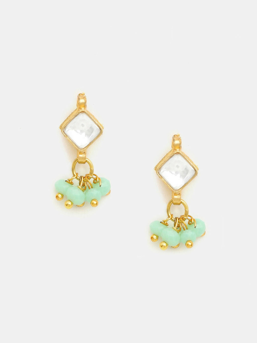 Ruby Raang Set Of Pastel Green Maang Tikka And Earrings | Grocsy