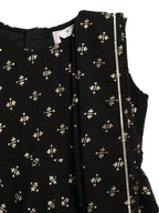 Ahalyaa Black Georgette Gold Foil Print Kids Peplum style Kurta Sharara Set With Dupatta For Girls | Grocsy