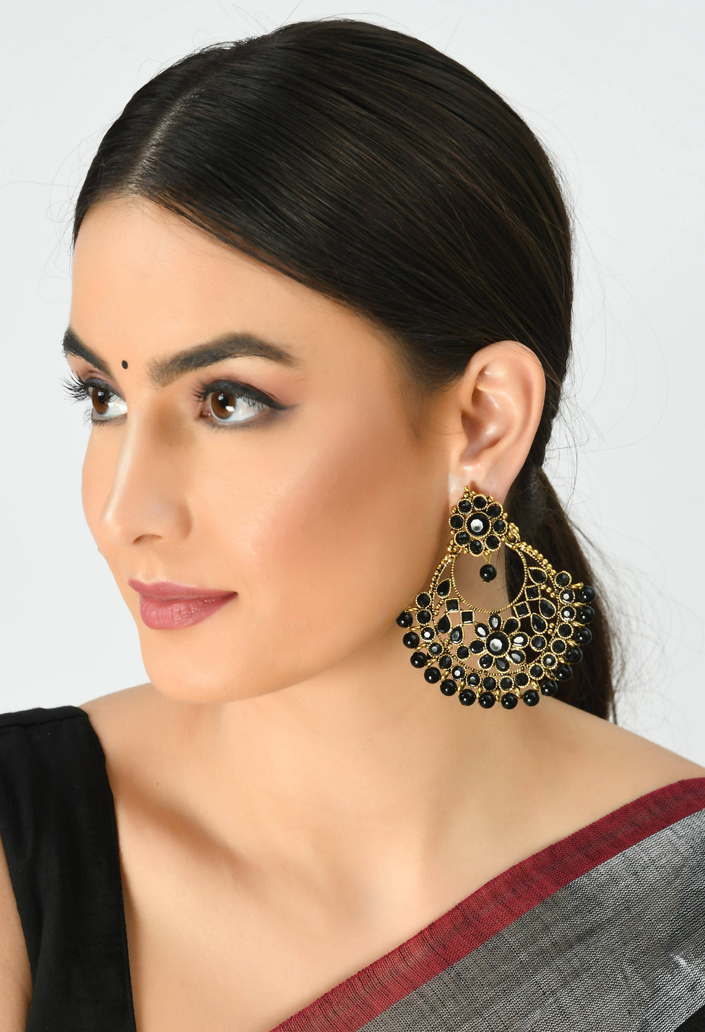 Mominos Fashion Johar Kamal Golden And Black Beaded Earrings | Grocsy