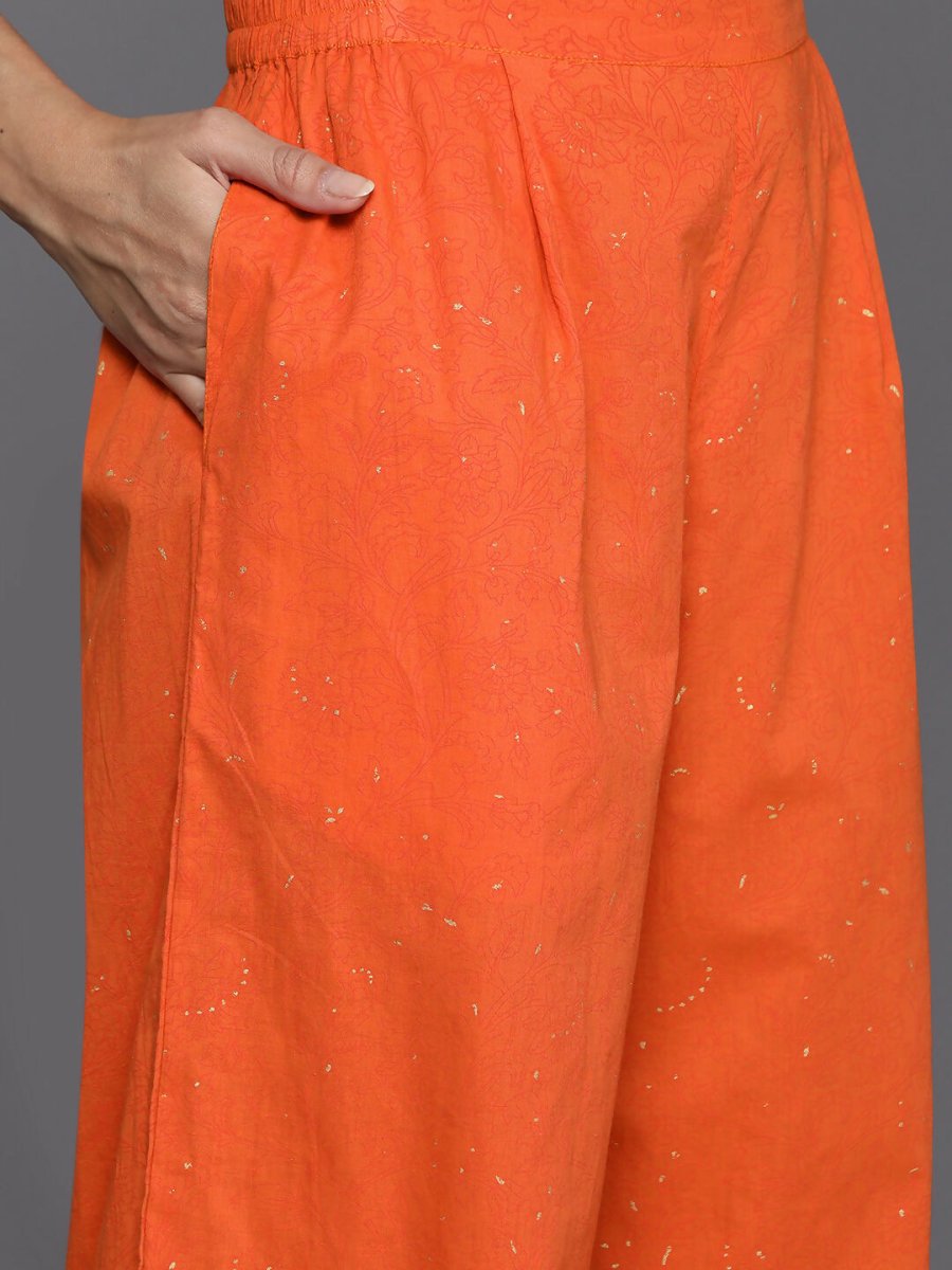 Ahalyaa Women's Traditional wear Kurta Set - Orange | Grocsy