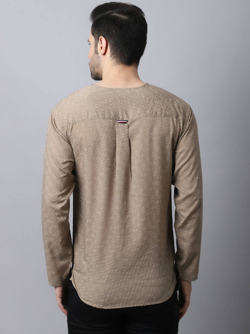 Even Apparels Beige Pure Cotton Round Neck Slit Men's Kurta | Grocsy