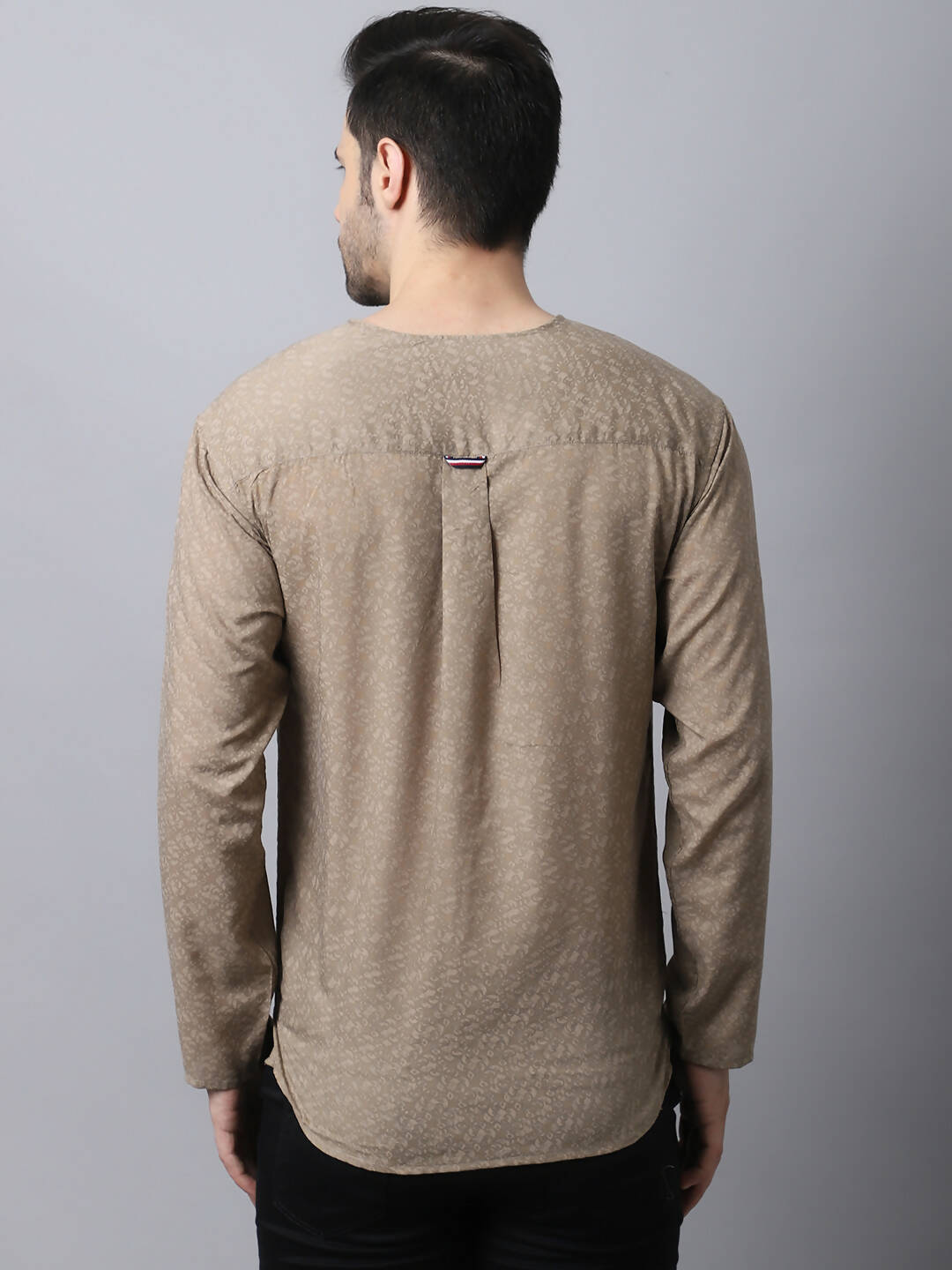 Even Apparels Beige Pure Cotton Round Neck Slit Men's Kurta | Grocsy