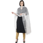A R Silk Silver Leheriya Fancy Dupatta White Color Dupatta or Chunni | Grocsy