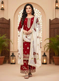 Teeya Creation Maroon Fendy Silk Beads Work Designer Wedding Wear Salwar Suit | Grocsy