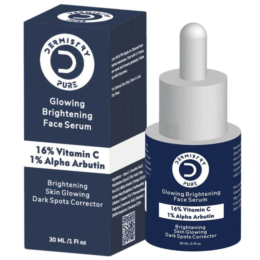 Dermistry Pure 16% Vitamin C 1% Alpha Arbutin Skin Light Bright Glowing Spot Corrector Face Serum | Grocsy