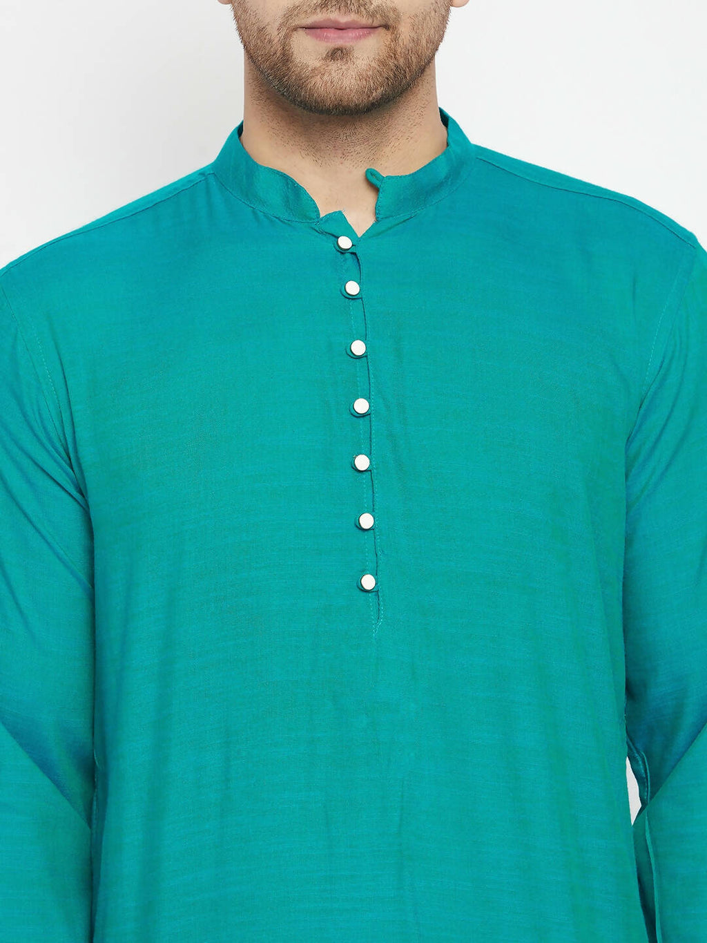 Even Apparels Green Viscose Long Men's Kurta With Band Collar | Grocsy
